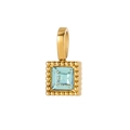 Square light blue zircon pendant in 18K gold plated stainless steel finish - Light Blue