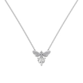 Silver bee necklace featuring a heart-shaped zircon pendant and fine cross chain - White Gold White Rhinestone (DY190879-S-W-WH)