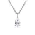 S925 sterling silver necklace featuring a pear-cut D color moissanite pendant - Pear-shaped Three-prong Setting (fddz-107) / White Gold