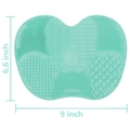 Cyan silicone makeup brush cleaning mat with suction cups and size 6.6 x 9 inches - Large / Green