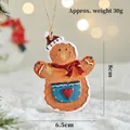 Christmas gingerbread man hanging ornament with blue apron and red heart decoration - Style E