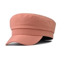 Detail view of the pink coral cotton twill newsboy cap showing texture and brim stitching - L (58-60cm) / Orange