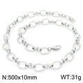 Collana a catena hip-hop in acciaio inossidabile argento lucido, 10mm x 500mm - Argento 500x10mm(KN228735-Z)