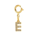 Polished gold E letter pendant with inlaid zircons and spring clasp for layered necklaces - Letter Pendant-E