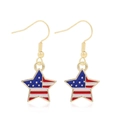 Star-shaped American flag drop earrings in gold-toned zinc alloy with enamel finish - Style 44-USA Flag Star and Stripes Pentagram Earrings
