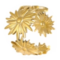 Adjustable gold sunflower ring with detailed floral petals in a polished finish - 18K Gold Plated Sunflower