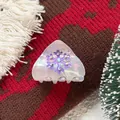 Irisierende dreieckige Haarklammer mit lila Strass-Schneeflocke auf weichem Strickstoff - 5cm / Lila