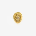 Luxurious gold stainless steel ring featuring spiral textures and crystal flower center - US 7 / Gold-Flower Style