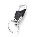 Polished zinc alloy spring hook with black pebble leather inlay for car keychains - High-end Style / Third Gen Black