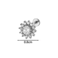 Silberner Blumen-Ohrstecker mit Zirkonia-Inlay und 0,8 cm Durchmesser im Flat-Back-Stil - 10# Sonnenblumen-Stil (2623-10# Silber)