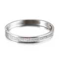 Zilveren roestvrijstalen armband met drie rijen kristallen in 45 graden aanzicht - Zilver (KB126377-K)