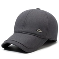 Dark grey winter baseball cap with ear protection and a metal mountain logo detail - Adjustable / Gray