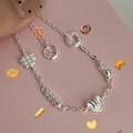 S925 Sterling Silber Armband mit Donut-, Waffel- und Croissant-Motiv-Anhängern - 925er Silber / Donut-Armband