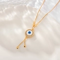 Elegante goldene Halskette mit Evil Eye Anhänger, Zirkonia und verstellbarer Boxkette - XL008-Rundes Radauge