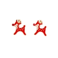 Christmas reindeer stud earrings in red and gold with sparkling rhinestone nose - 30. Deer Earrings