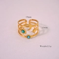 Detailed view of gold sun moon star ring with dimensions 19mm by 15mm and 2.1g weight - Amazonite
