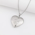 Polished silver heart locket pendant necklace in stainless steel with elegant chain - Double Heart 29*29/Steel