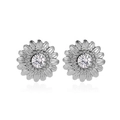 Silberne Gänseblümchen-Ohrstecker mit Zirkonia-Zentrum für einen minimalistischen Stil - Weiß K 11844