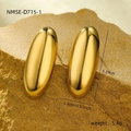 Pendientes ovalados dorados de acero inoxidable 18K sobre un fondo de piedra texturizada - Ovalado (NMSE-D715-1) / Dorado