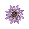 Elegant purple crystal flower brooch with vintage gold alloy base and faceted rhinestones - XD9300-2 Purple Flower