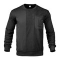 Felpa nera da uomo a girocollo con design patchwork a coste e tasca sul petto - S / Nero