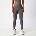 High-waisted gray yoga leggings with pockets in a breathable moisture-wicking fabric - 8/S / Bottoms / Ultimate Gray