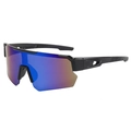 Gafas de sol deportivas con lentes degradadas azul-violeta y montura negra mate - Montura Negra Recubrimiento Azul