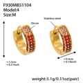 Vista dettagliata delle dimensioni di cerchi dorati con zirconi rosa e rossi - Zirconia Rossa (Medio)