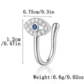 925 sterling silver evil eye non-piercing nose clip with blue stone and white zircon - Evil Eye - Silver