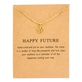 Detail of a gold star pendant necklace on a brown Happy Future gift card - Circle Pentagram Gold Card (YH6163) / Gold