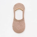 Beige low-cut invisible boat socks with lace jacquard toe and anti-slip cuff - Lace Women Boat Socks / Brown