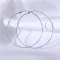 Polished S925 silver needle large hoop earrings with minimalist high-shine finish - 4cm / Silver