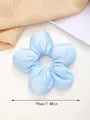 Light blue oversized floral scrunchie in satin fabric with 19cm diameter detail - Blue