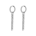 Silver chain dangle earrings in punk style made of polished stainless steel for men and women - Style 19 Silver Single