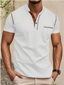 Slim Fit Herren Polo Shirt in Weiß mit Henley-Ausschnitt und Brusttaschen-Detail - S / Weiß