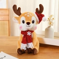 Peluche renna di Natale con cappello rosso di paillettes e sciarpa con fiocchi - Marrone Chiaro - Sciarpa Rossa Con Paillettes / 30cm