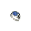 Vintage-Freimaurerring für Herren aus Titanstahl mit quadratischem blauem Lapis - US 7 / Stahl-Mattes Lapis Lazuli