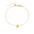 Gold-plated stainless steel anklet with letter F pendant charm - Letter F / Gold