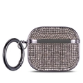 Detail of glitter diamond encrusted AirPods Pro case with gunmetal carabiner hook - AirPods 1/2 Gen / Black