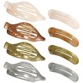 8-piece matte leaf and curved hair clip set in beige, brown, green, and grey resin - Set 12 (8-Piece Set: 4 Leaf Style + 4 Curved Style/Morandi Colors)
