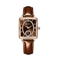 Square rose gold women's watch with brown crocodile leather strap and diamond dial - Brown Leather Strap Coffee Dial (EU Standard)
