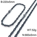 Conjunto de collar y pulsera para hombre en acero inoxidable negro 5mm - Pulsera / Negro