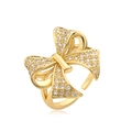 Verstellbarer goldener Schleifenring mit Mikro-Zirkonia-Besatz für Damen - Stil CE00823YH / Gold