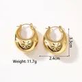 Detail of 18k gold plated hollow earrings showing starburst pattern and dimensions - KC-E10 Gold Star Pattern