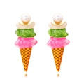 Bunte Emaille-Eiswaffel-Ohrringe mit Perlenakzent und goldfarbenem Finish - Mehrfarbig