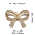 Detailed view of gold bow pendant with cubic zirconia and exact product dimensions - YSN008-02 Gold Full Zircon Bow
