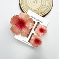 Three-piece pink gradient hibiscus flower hair claw clips set for women on display - Cabbage-shaped Gradient Red Set (including Card)