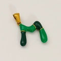 Golden letter M pendant with dark and light green enamel finish for DIY necklaces - M-Single Pendant (Green Mixed/Gold)