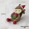 Christmas squirrel figurine with red hat and green wreath, 5.5cm resin holiday decor - Squirrel (36g)