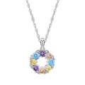 925 Sterling silver necklace featuring a rainbow gemstone pavé round star pendant - With Chain / 925 Silver